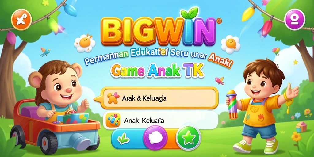 Tampilan antarmuka yang ceria dan ramah anak pada BIGWIN.