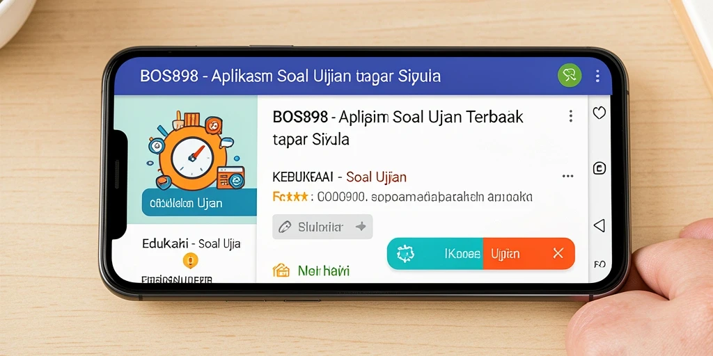 Tampilan antarmuka aplikasi Soal Ujian BOS898 yang menarik dan informatif.