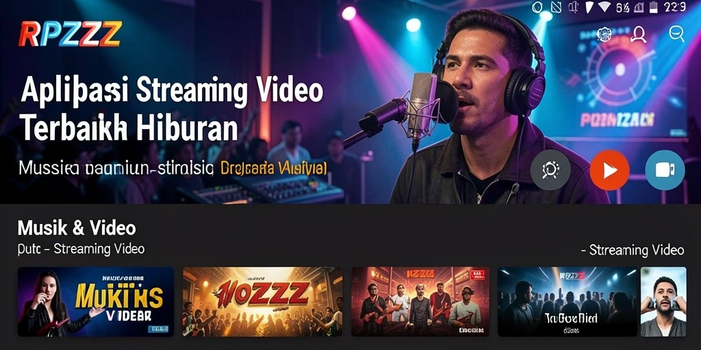 Antarmuka aplikasi RPZZZ yang sederhana dan mudah digunakan untuk Streaming Video.