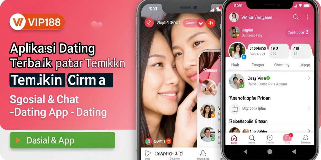 Antarmuka utama VIP188 dengan fitur dating yang menarik dan intuitif.